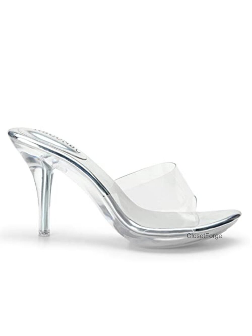 Clear Stiletto Heels Open Toe Mule Sandals Strappy Slip On Party Shoes Silver
